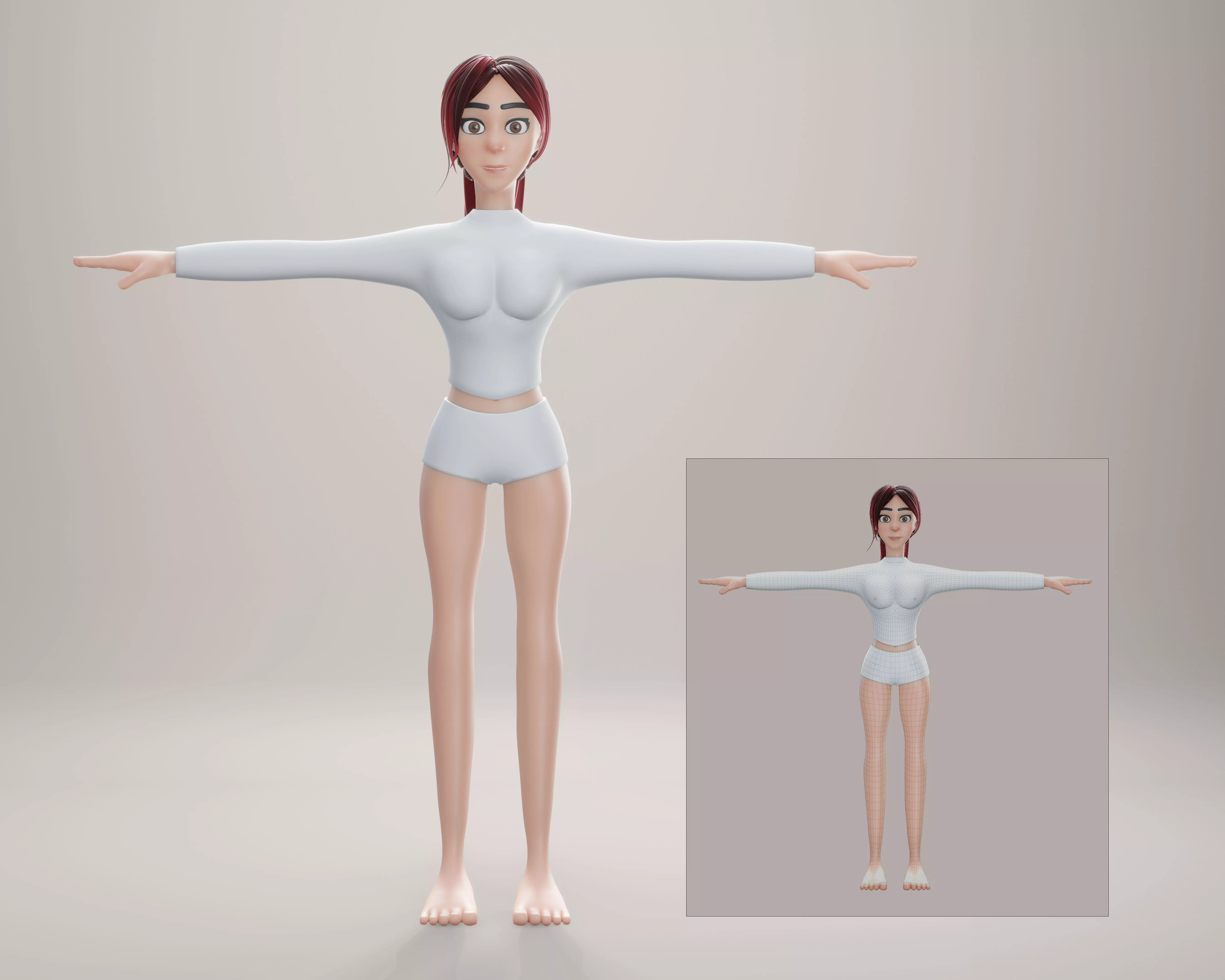 Cartoon Character girl in swimwear 3D model
