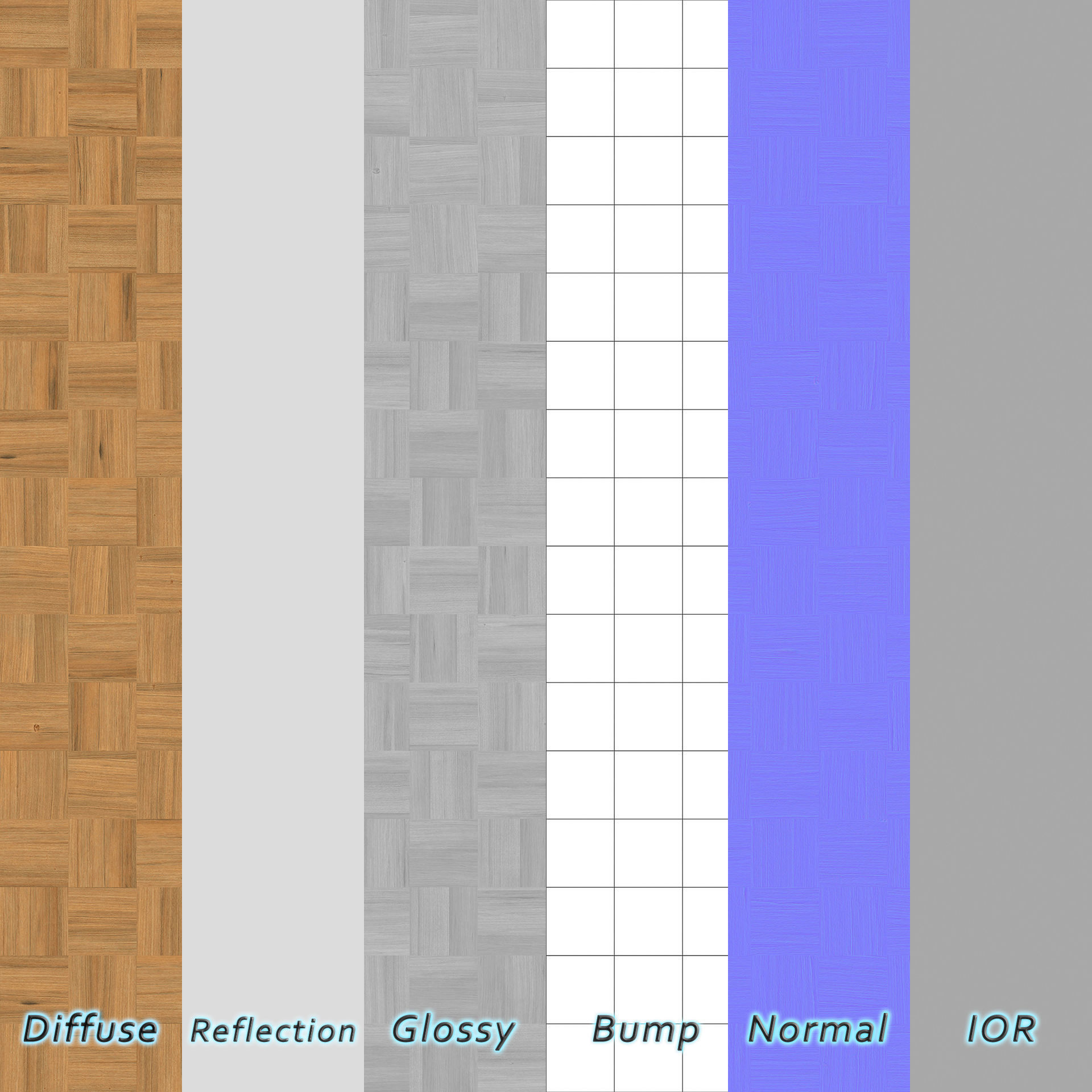 Parquet - Laminate - Wooden floor 4 in 1 3D model_8