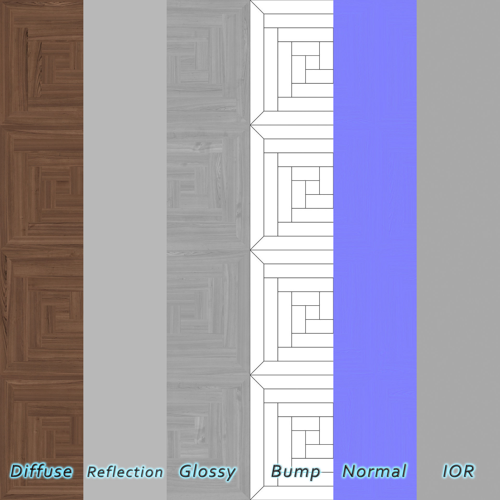 Parquet - Laminate - Wooden floor 4 in 1 3D model_7