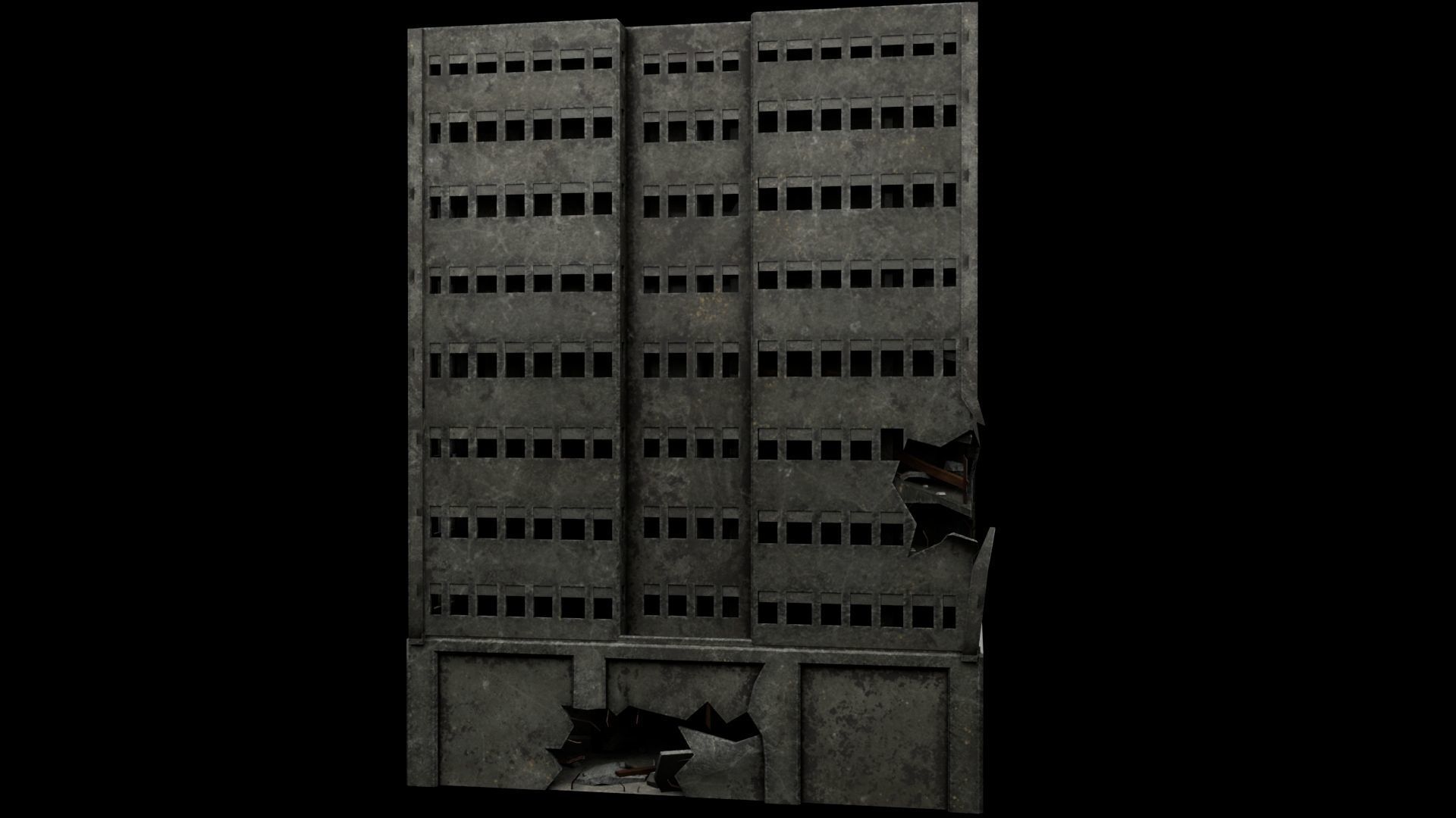 Abadoned Building  Low-poly 3D model_1