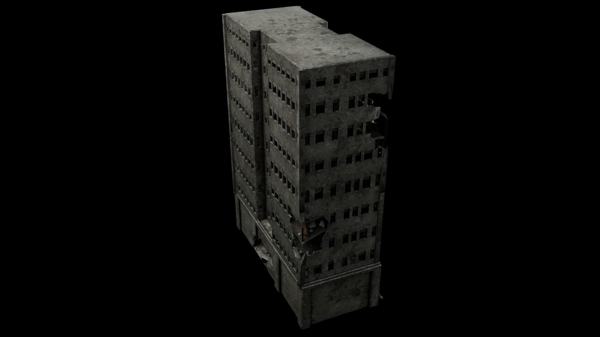 Abadoned Building  Low-poly 3D model_2