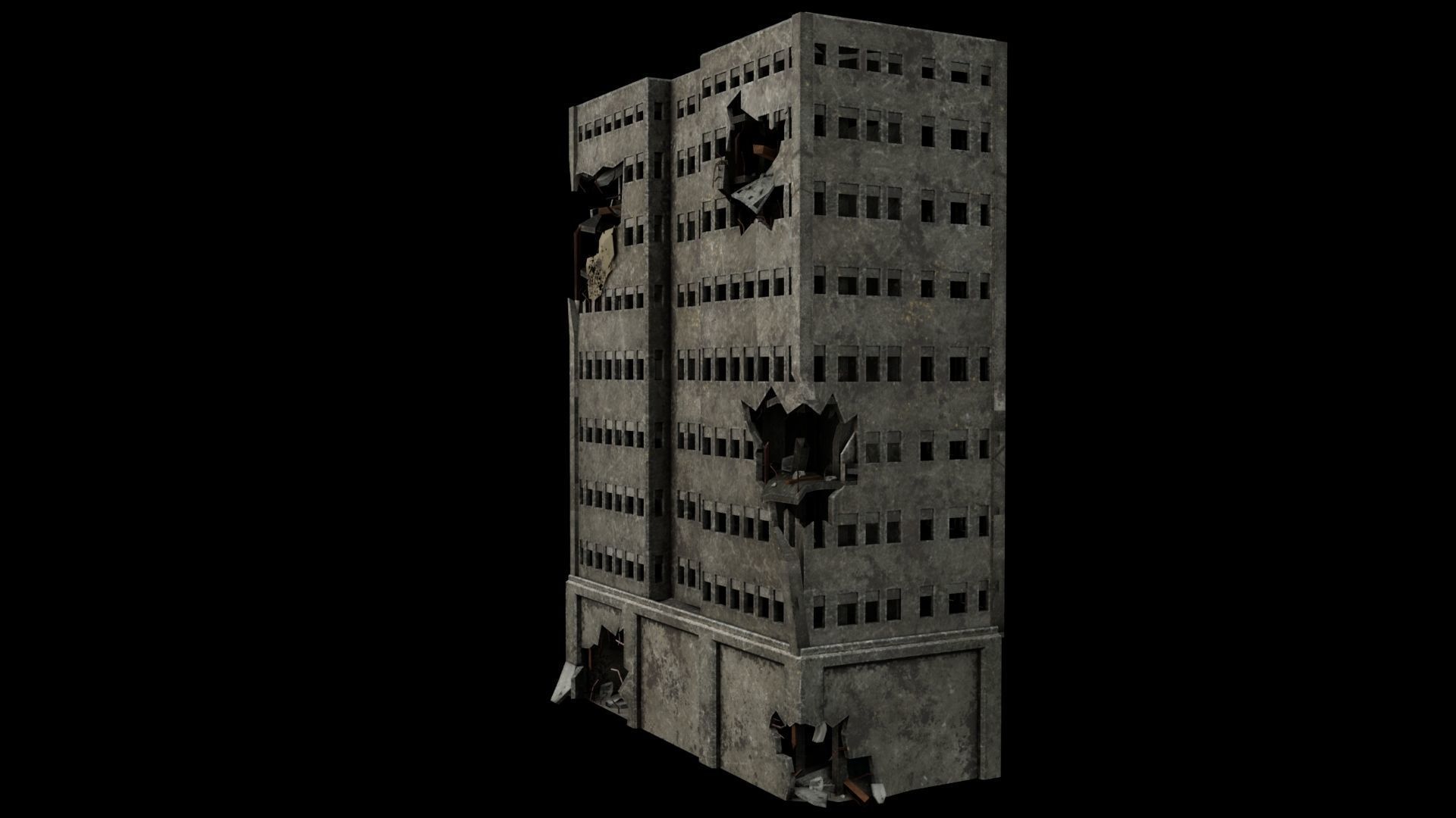 Abadoned Building  Low-poly 3D model_3