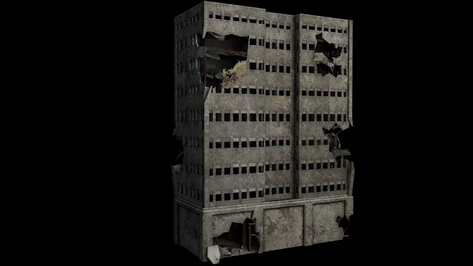 Abadoned Building  Low-poly 3D model_0