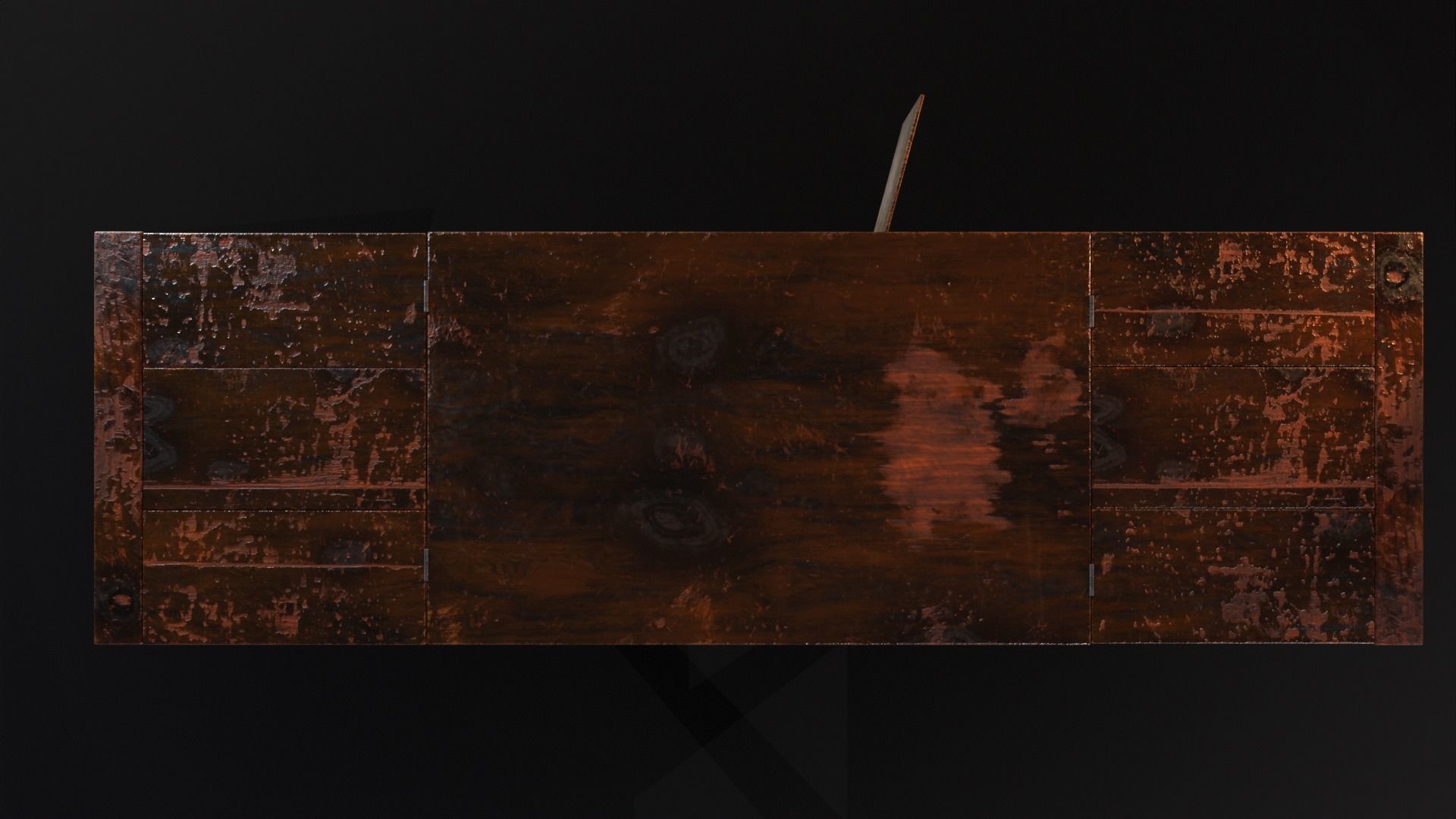 Medieval Oak Hutch Table - English table Low-poly 3D model_12