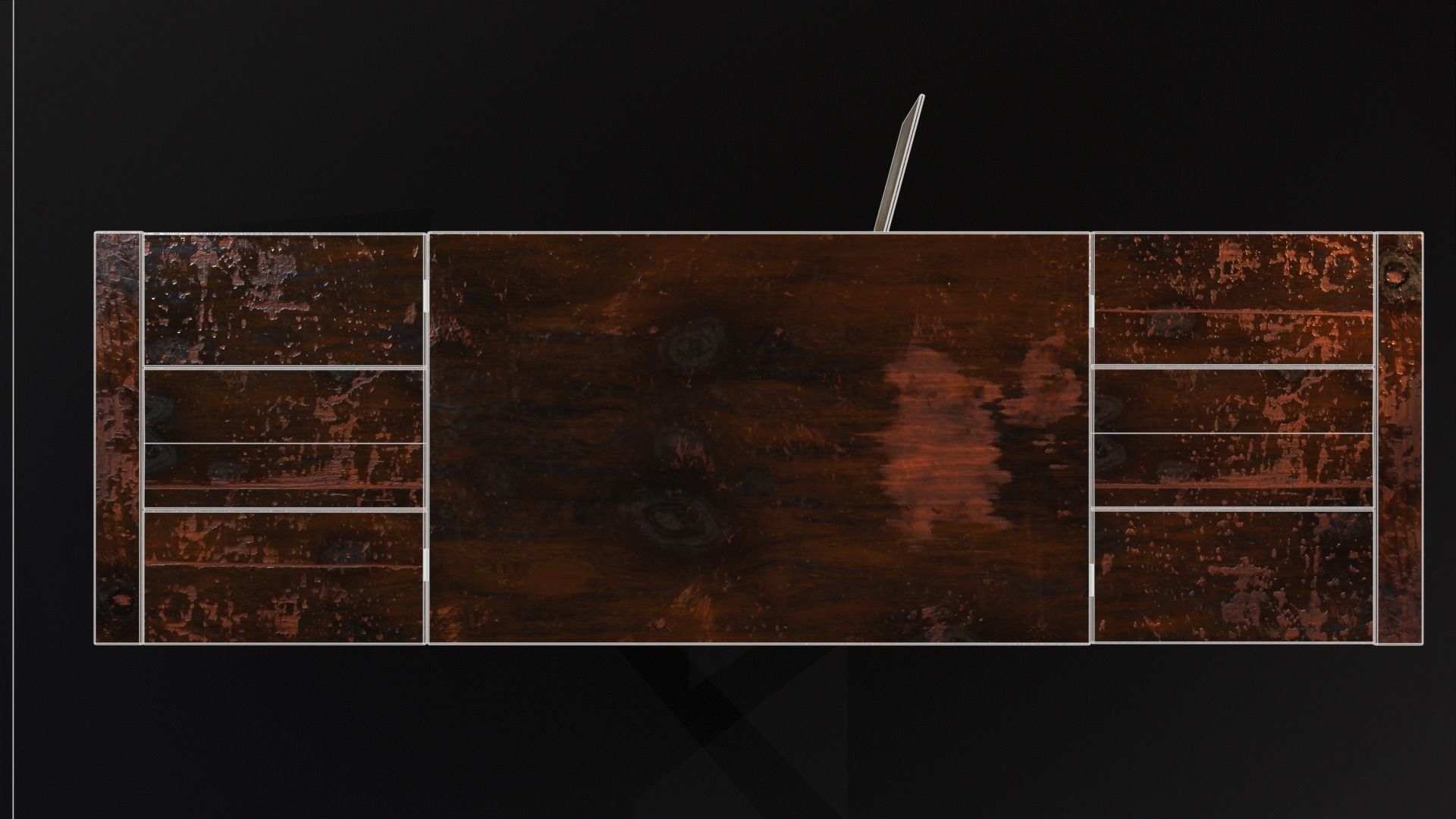 Medieval Oak Hutch Table - English table Low-poly 3D model_13