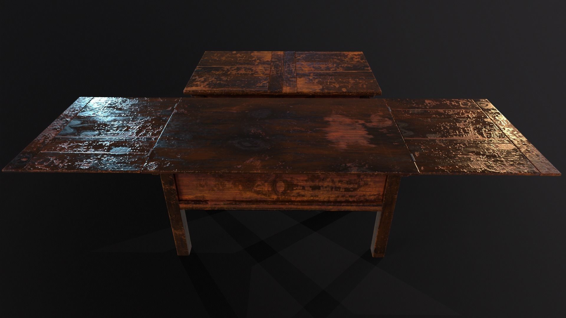 Medieval Oak Hutch Table - English table Low-poly 3D model_28