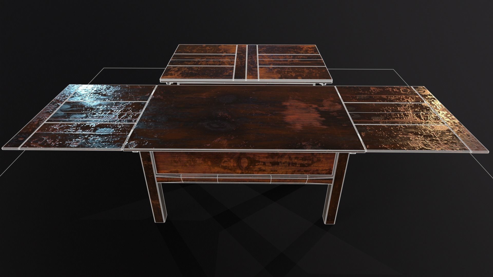 Medieval Oak Hutch Table - English table Low-poly 3D model_29