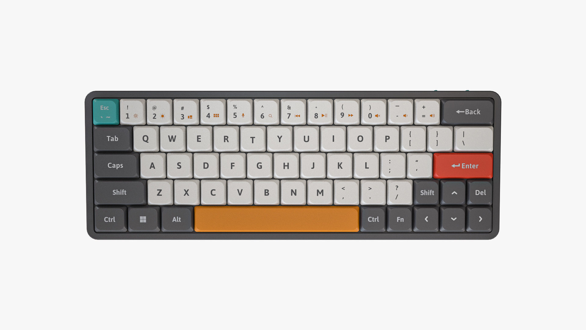60-Percent Layout Keyboard Grey 3D model_4