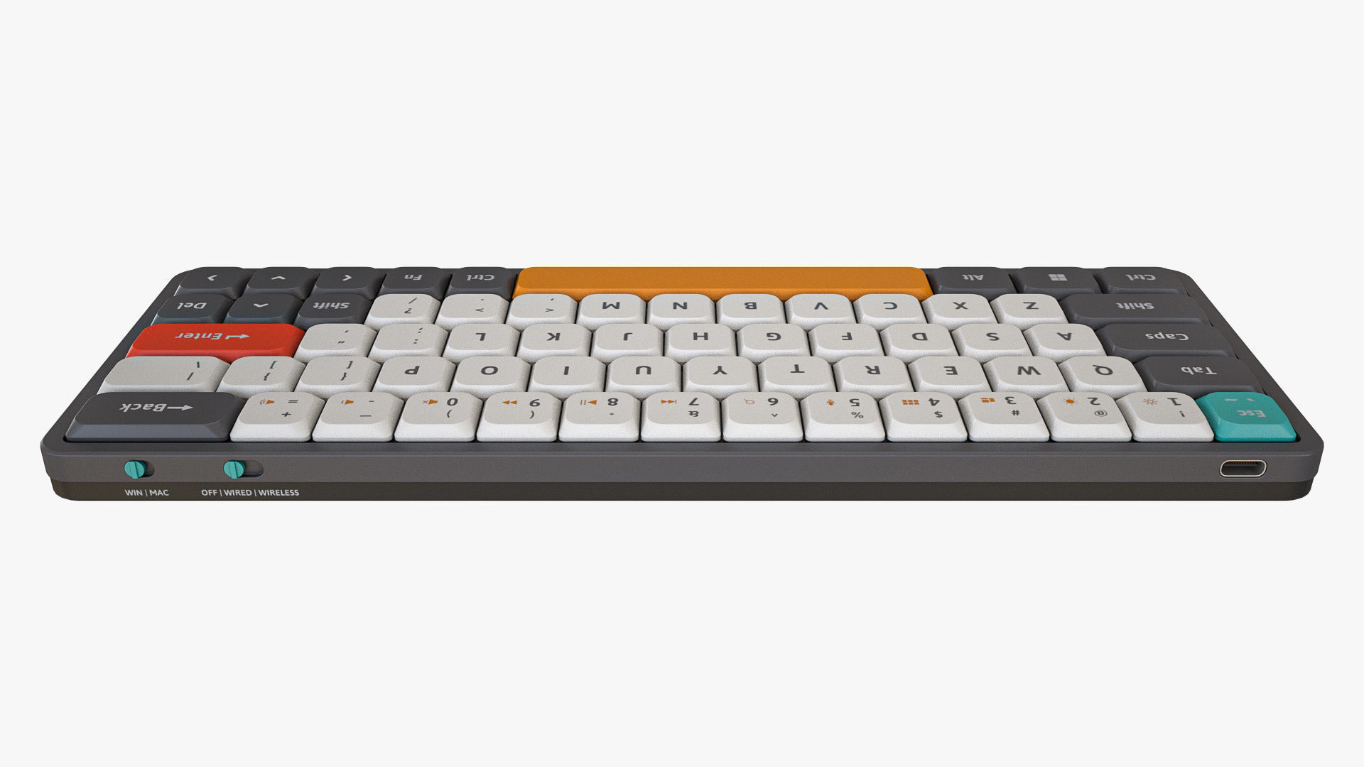 60-Percent Layout Keyboard Grey 3D model_9