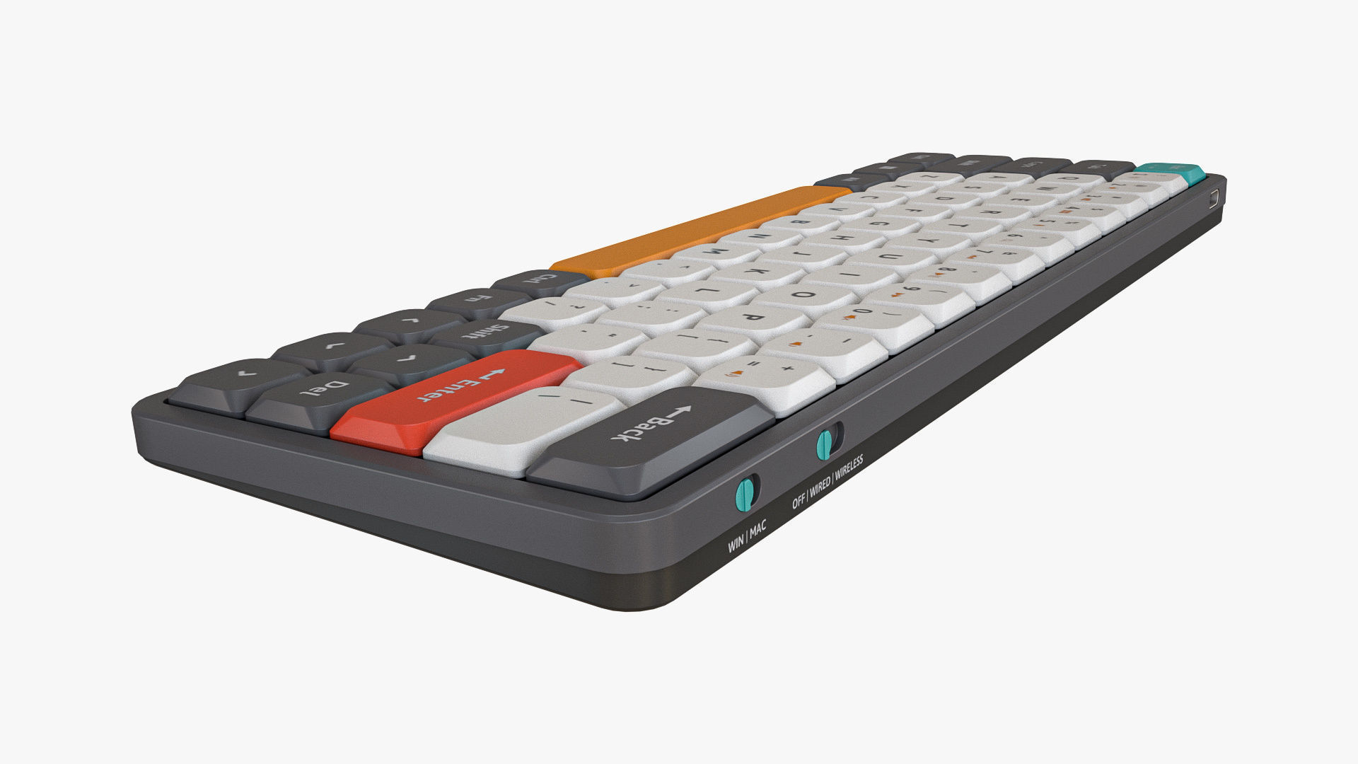 60-Percent Layout Keyboard Grey 3D model_6