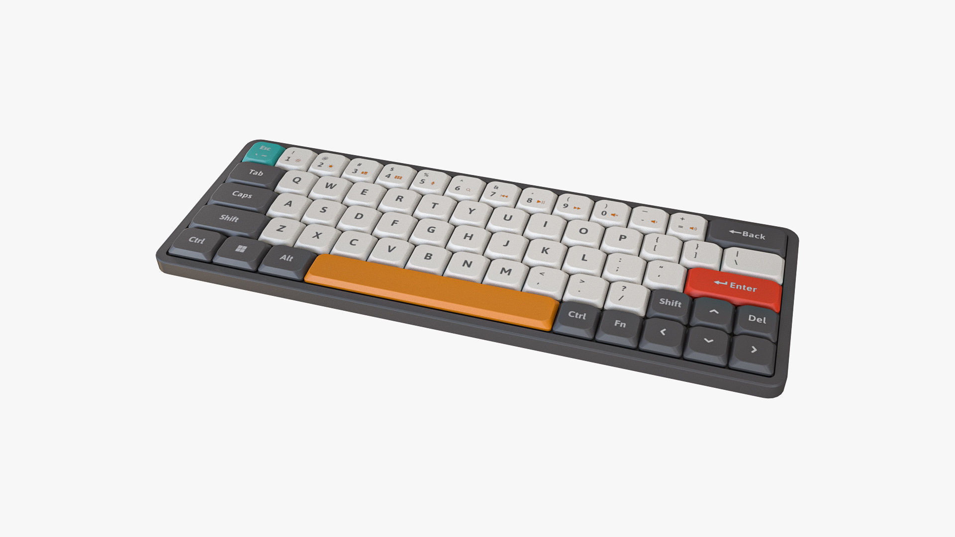 60-Percent Layout Keyboard Grey 3D model_2