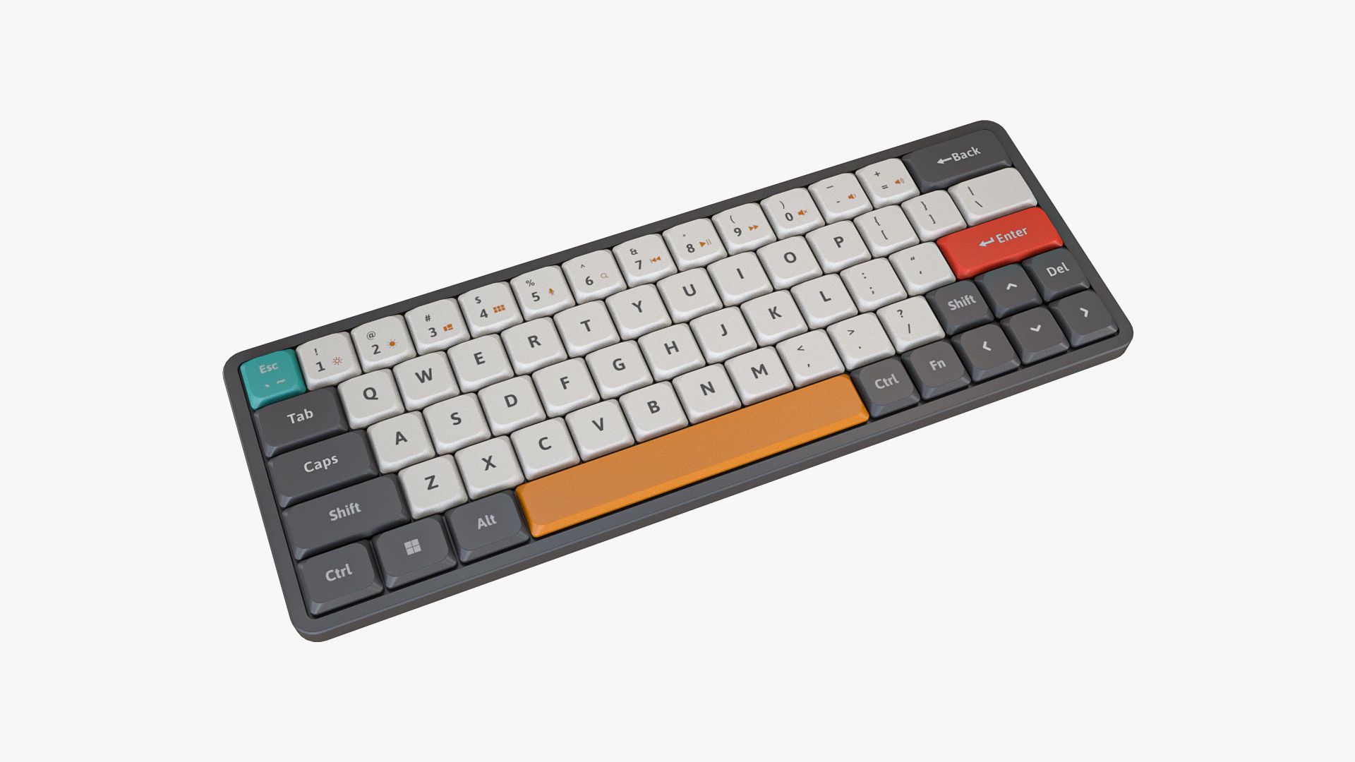 60-Percent Layout Keyboard Grey 3D model_1
