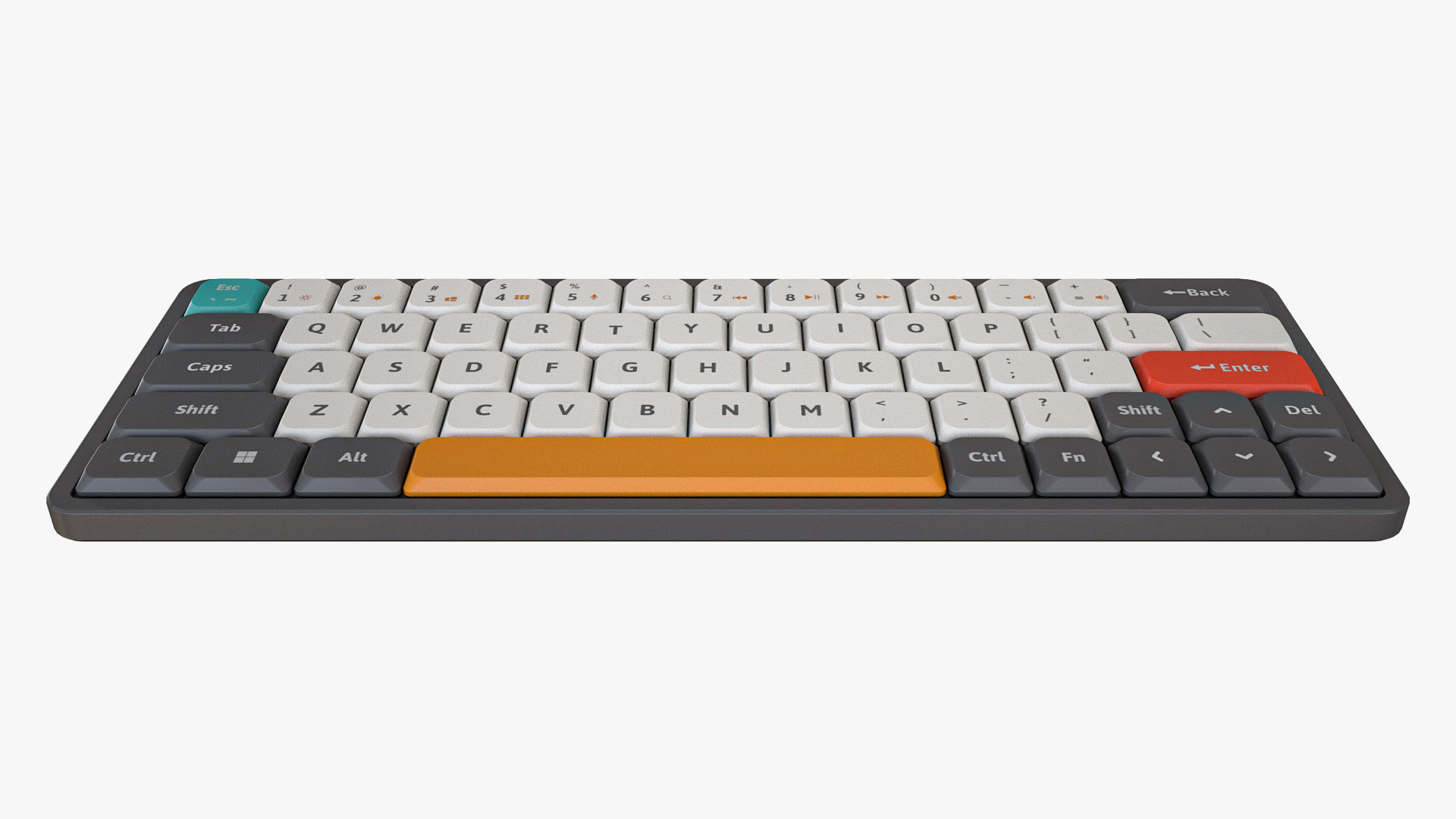 60-Percent Layout Keyboard Grey 3D model_8