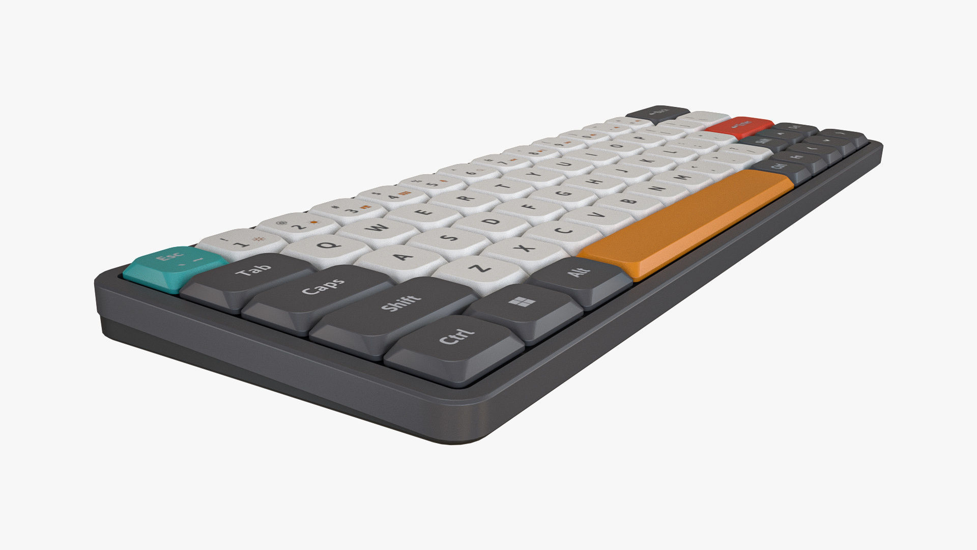 60-Percent Layout Keyboard Grey 3D model_5
