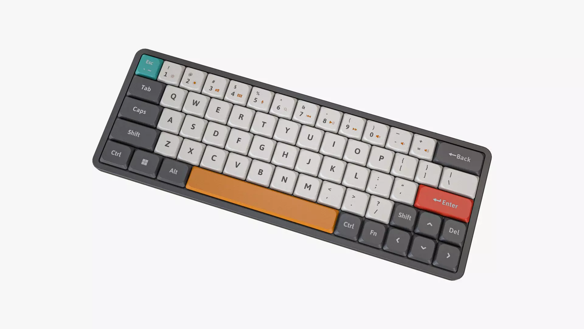 60-Percent Layout Keyboard Grey 3D model_0