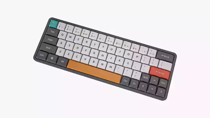 60-Percent Layout Keyboard Grey 3D model
