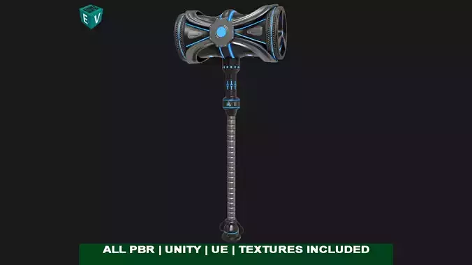 Sci Fi Battle Hammer 08 All PBR Unity UE Textures Included Low-poly 3D model