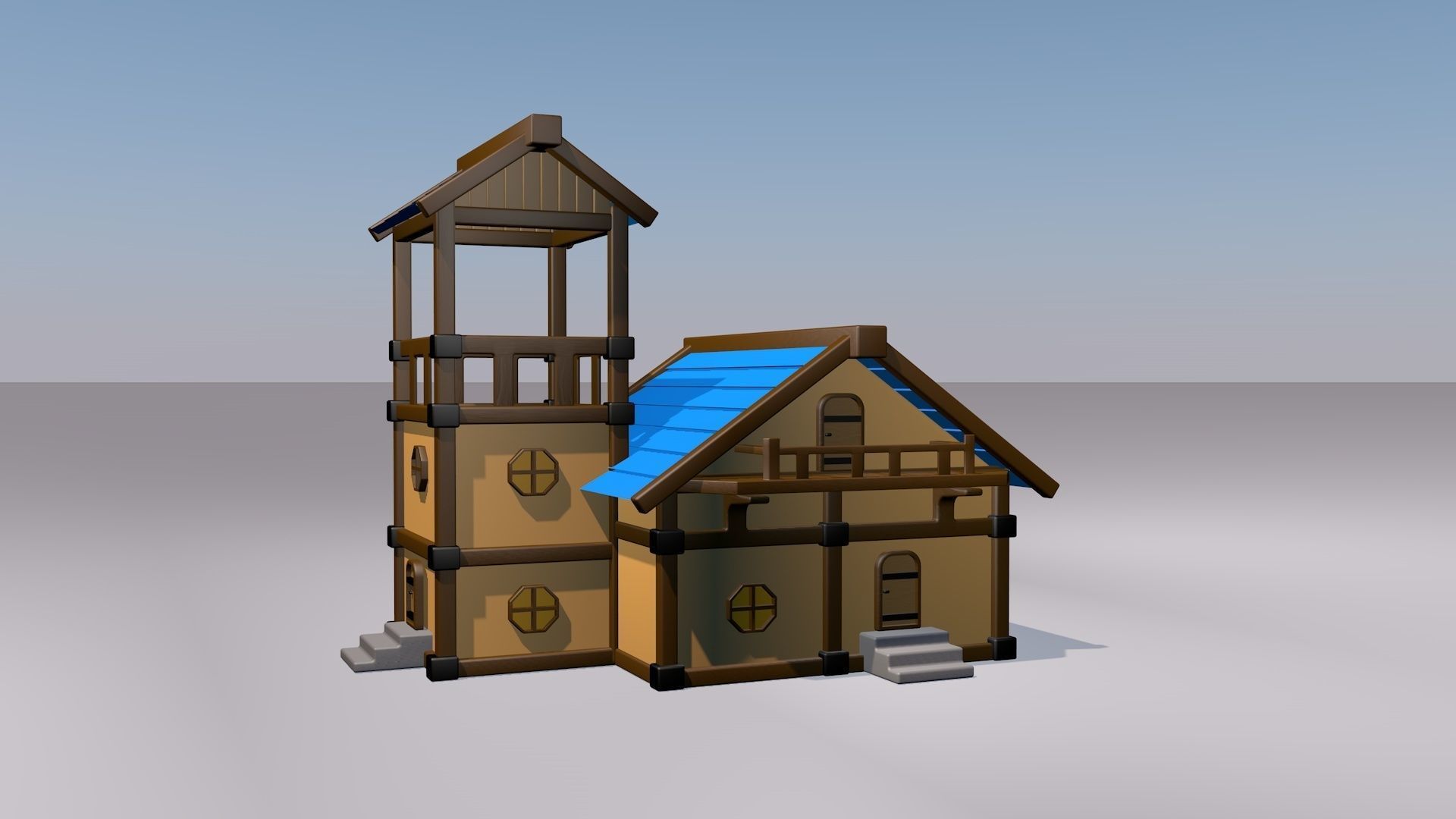 3d Cartoon house 3D model_1