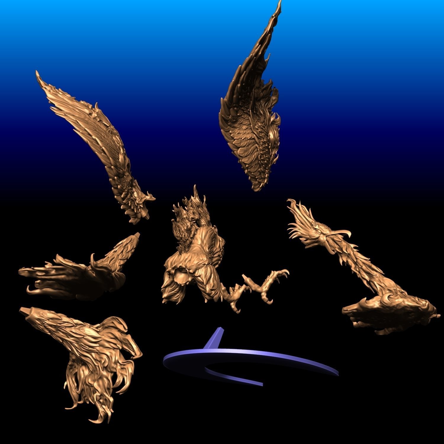 Heroes 3 Phoenix flying and firing STL model for 3d Printing 3D print model_4