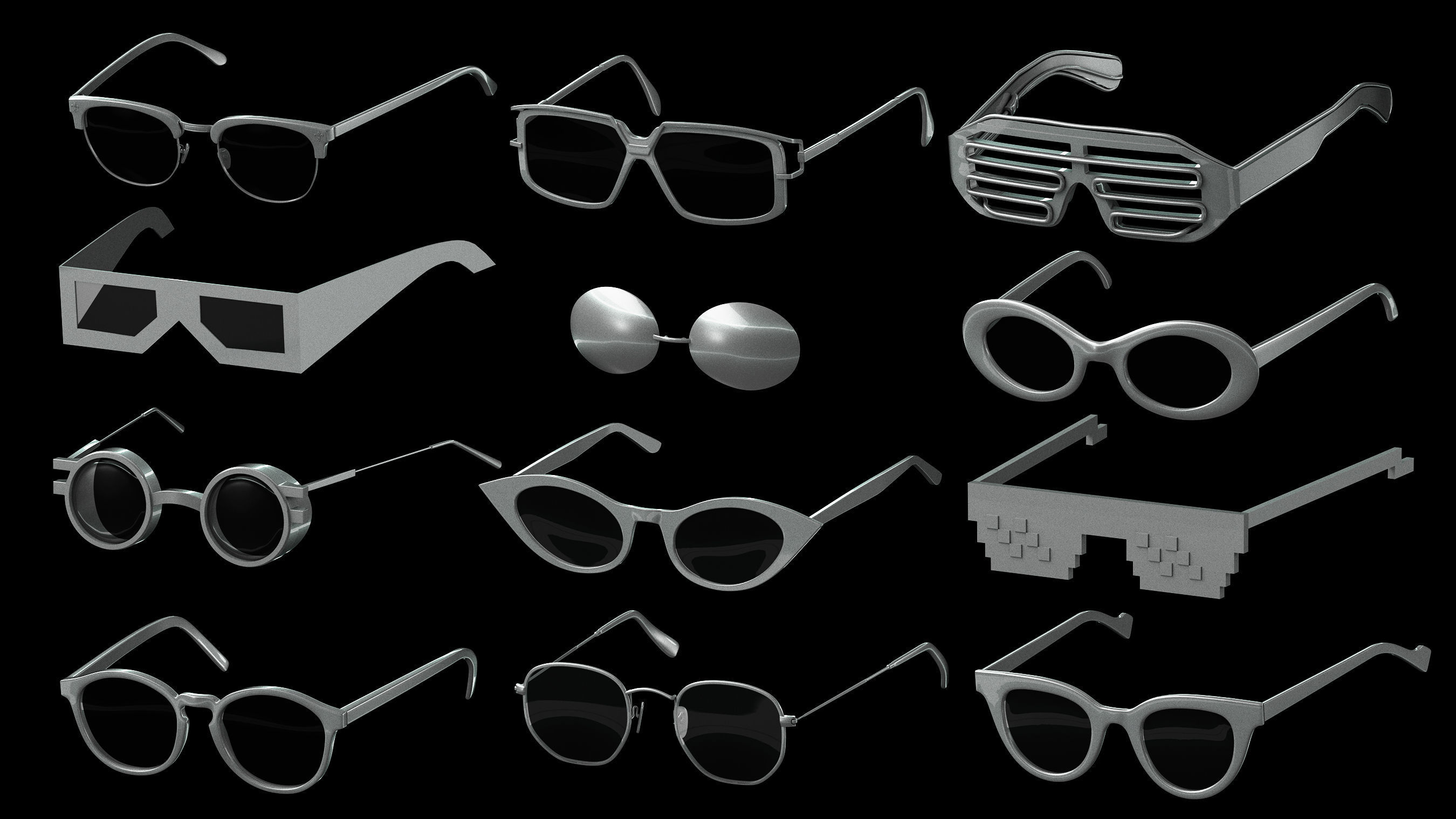 Basemesh Eyeglasses Collection 3D model_4