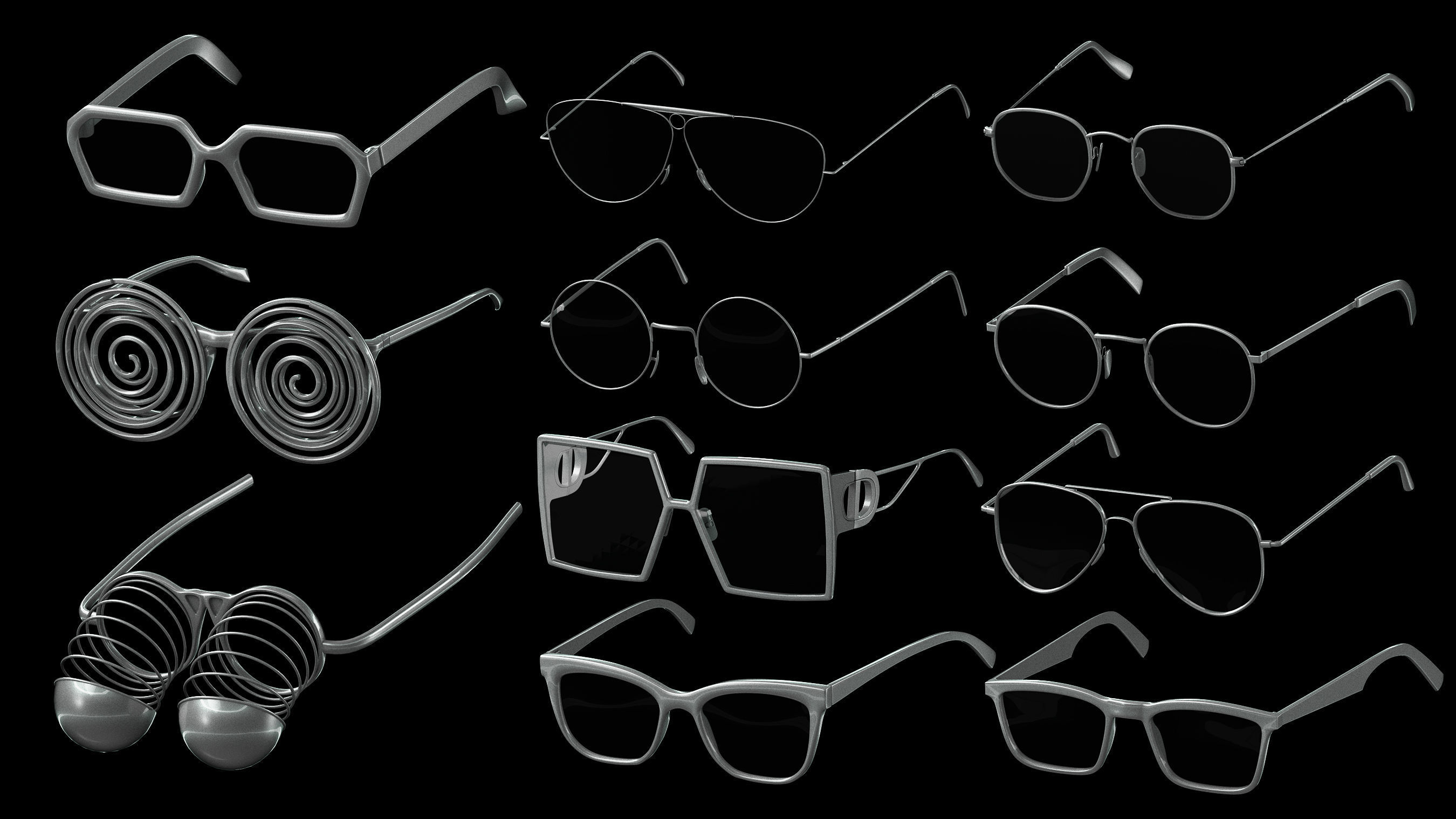 Basemesh Eyeglasses Collection 3D model_3