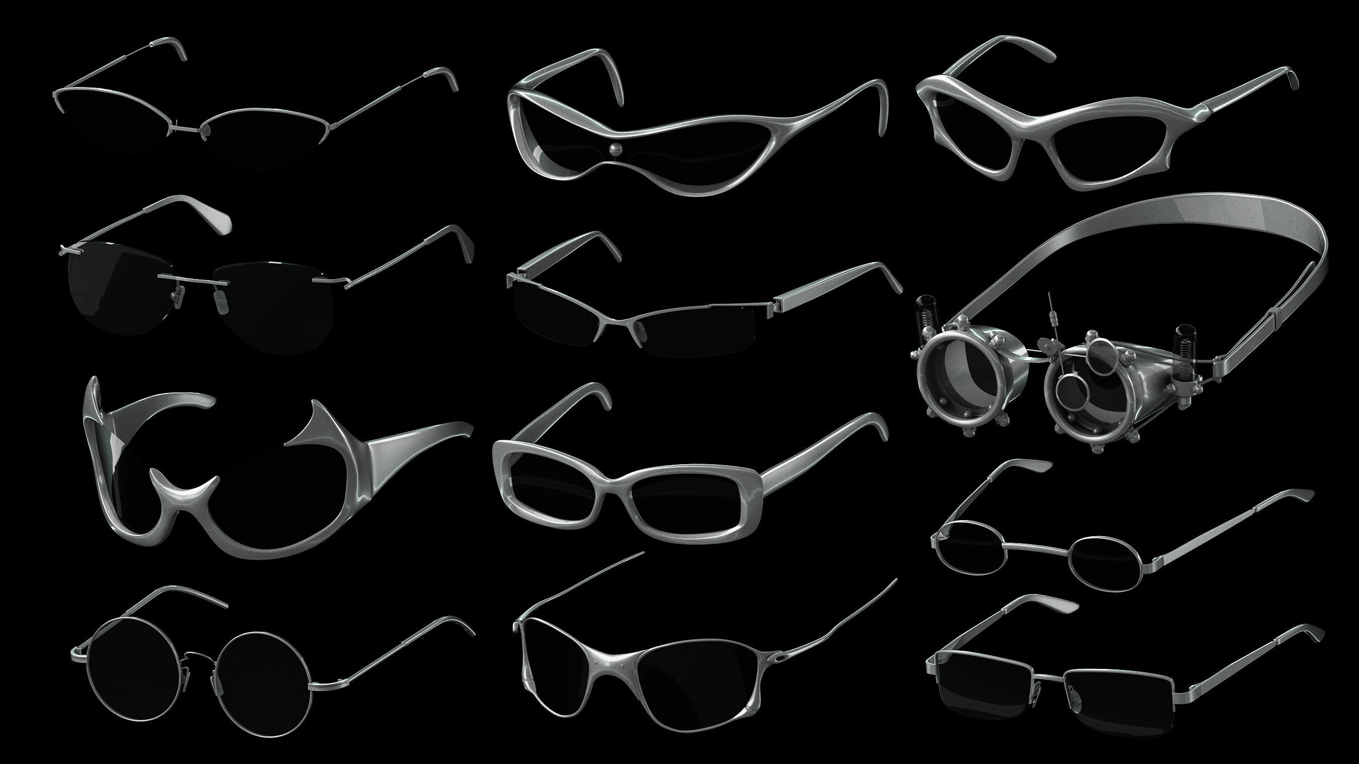 Basemesh Eyeglasses Collection 3D model_1