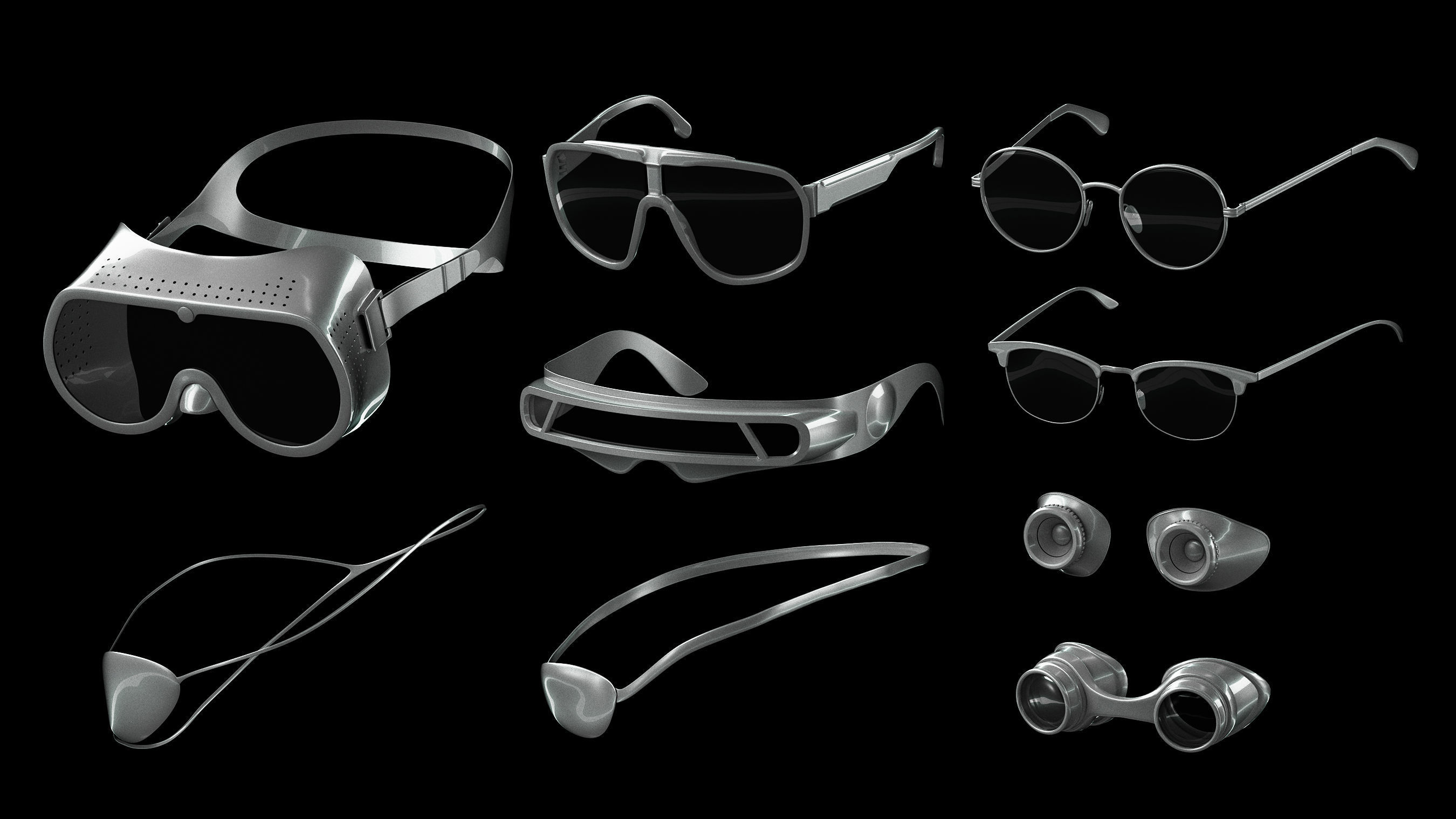 Basemesh Eyeglasses Collection 3D model_5