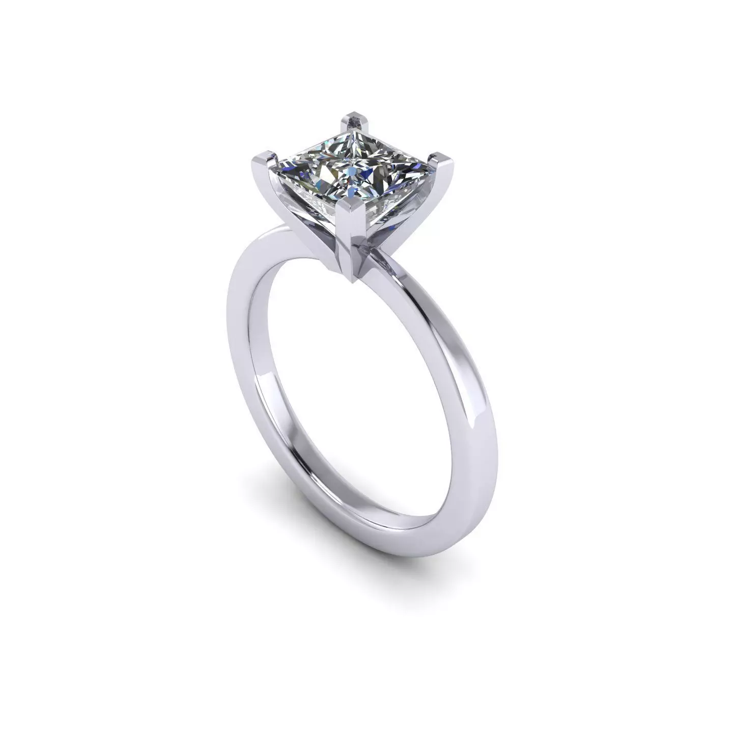 Princess Cut Solitaire Ring 3D print model