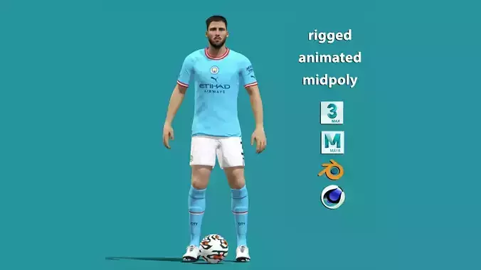 3D Rigged Ruben Dias Manchester City