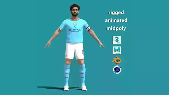 3D Rigged Ilkay Gundogan Manchester City