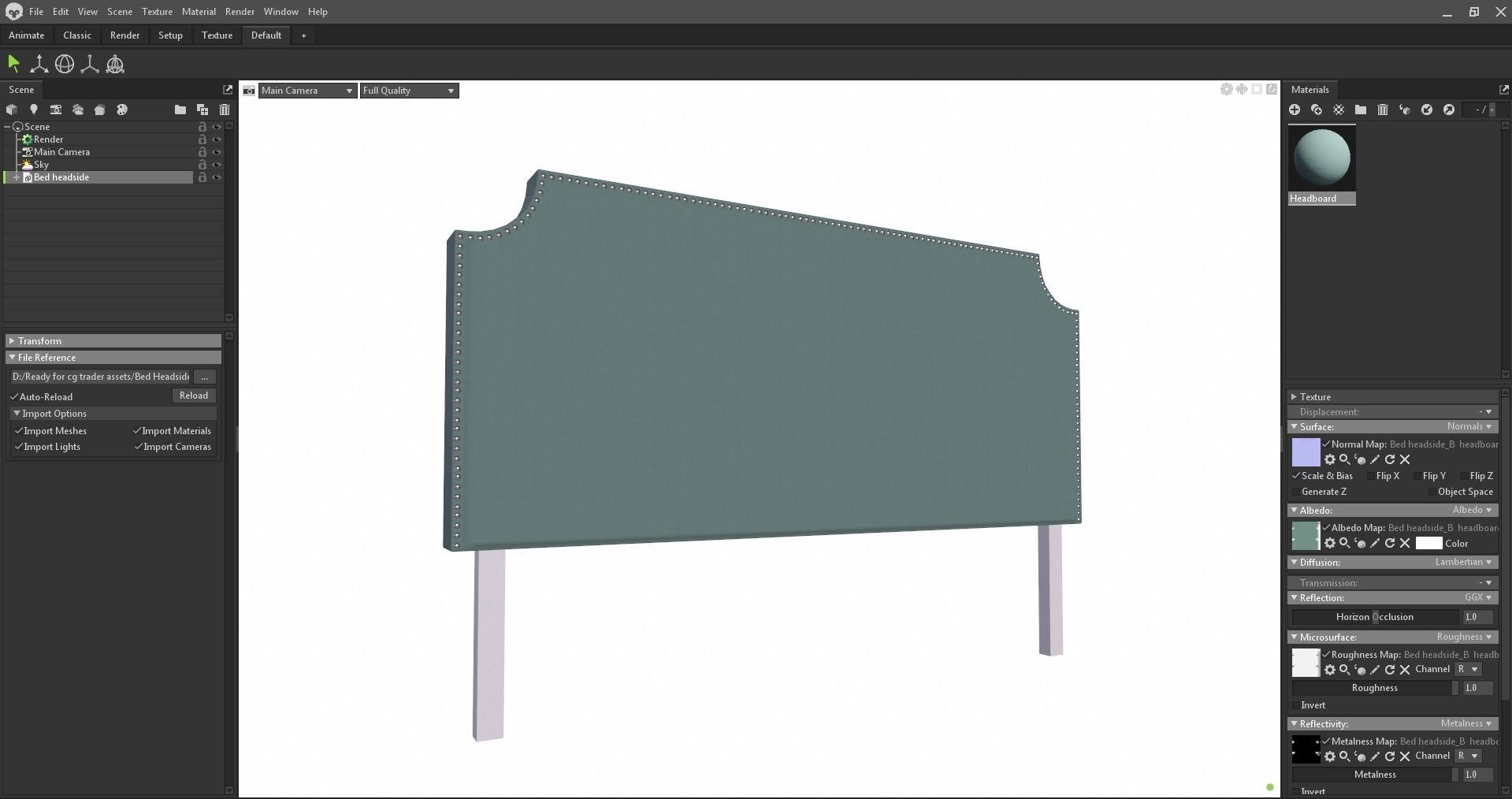 nailhead - headboard - king size headboard - modern headboard Low-poly 3D model_20