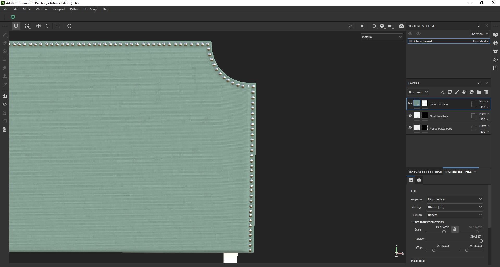 nailhead - headboard - king size headboard - modern headboard Low-poly 3D model_26