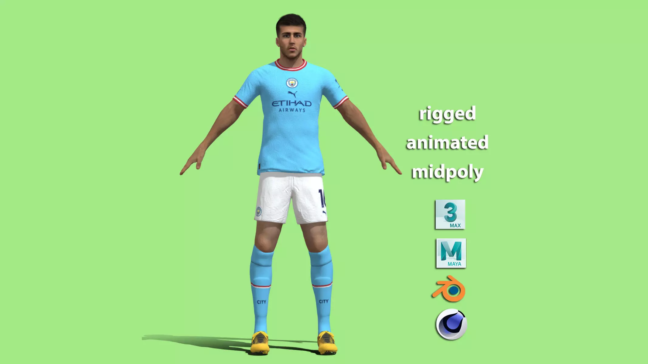 T-Pose Rigged Rodri Manchester City 3D model_0