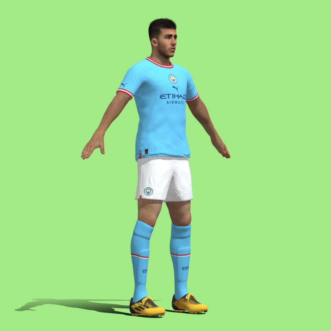 T-Pose Rigged Rodri Manchester City 3D model_4