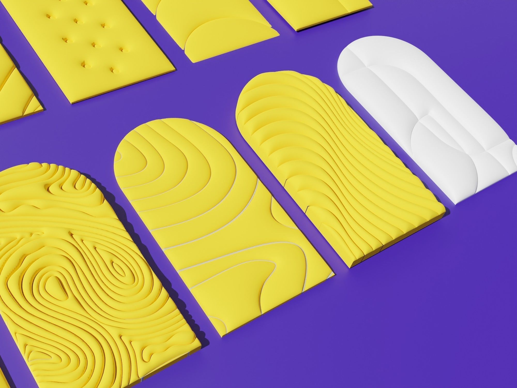 Set of arch panels in candy style scene 3D model_1