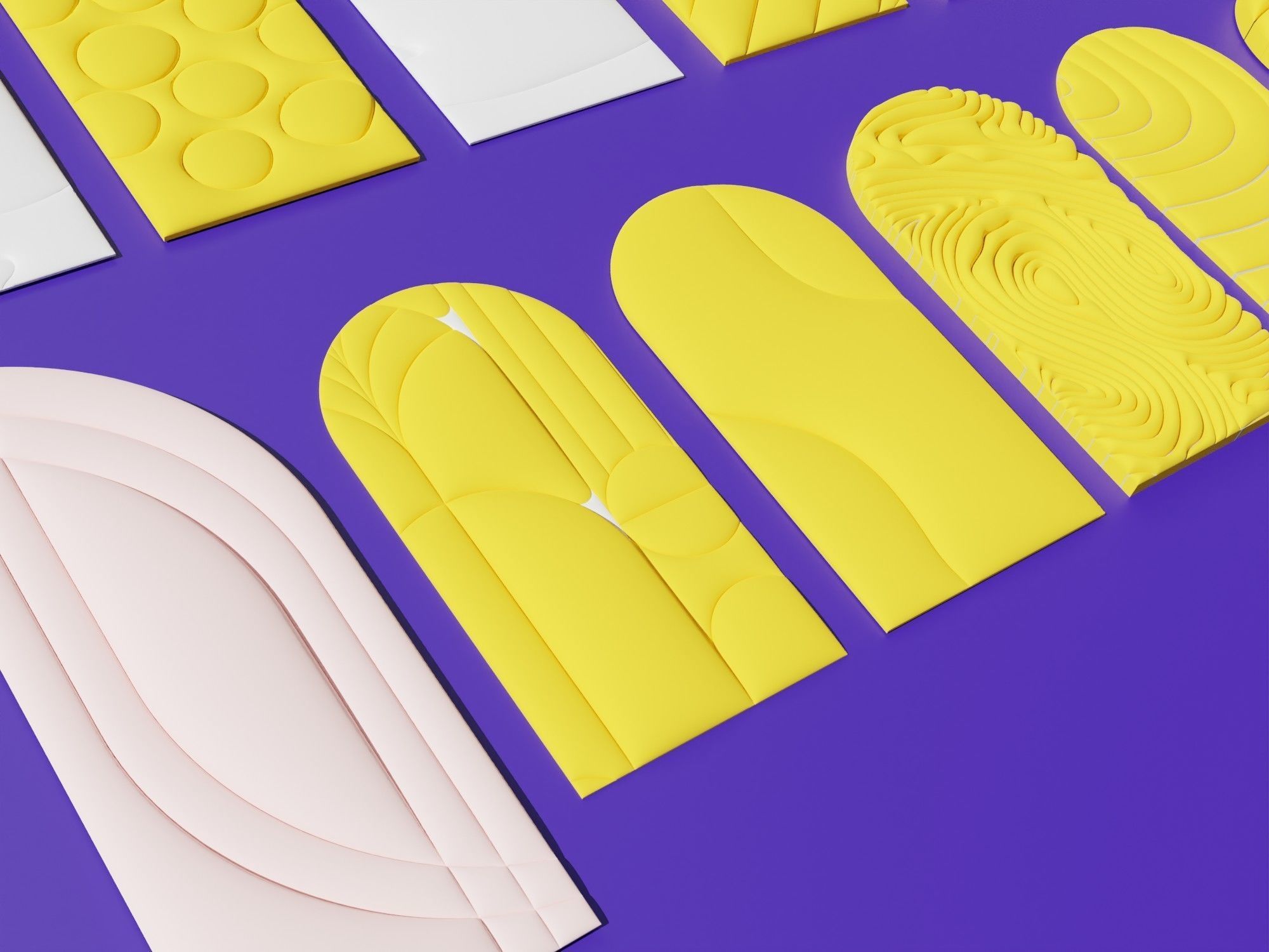 Set of arch panels in candy style scene 3D model_5