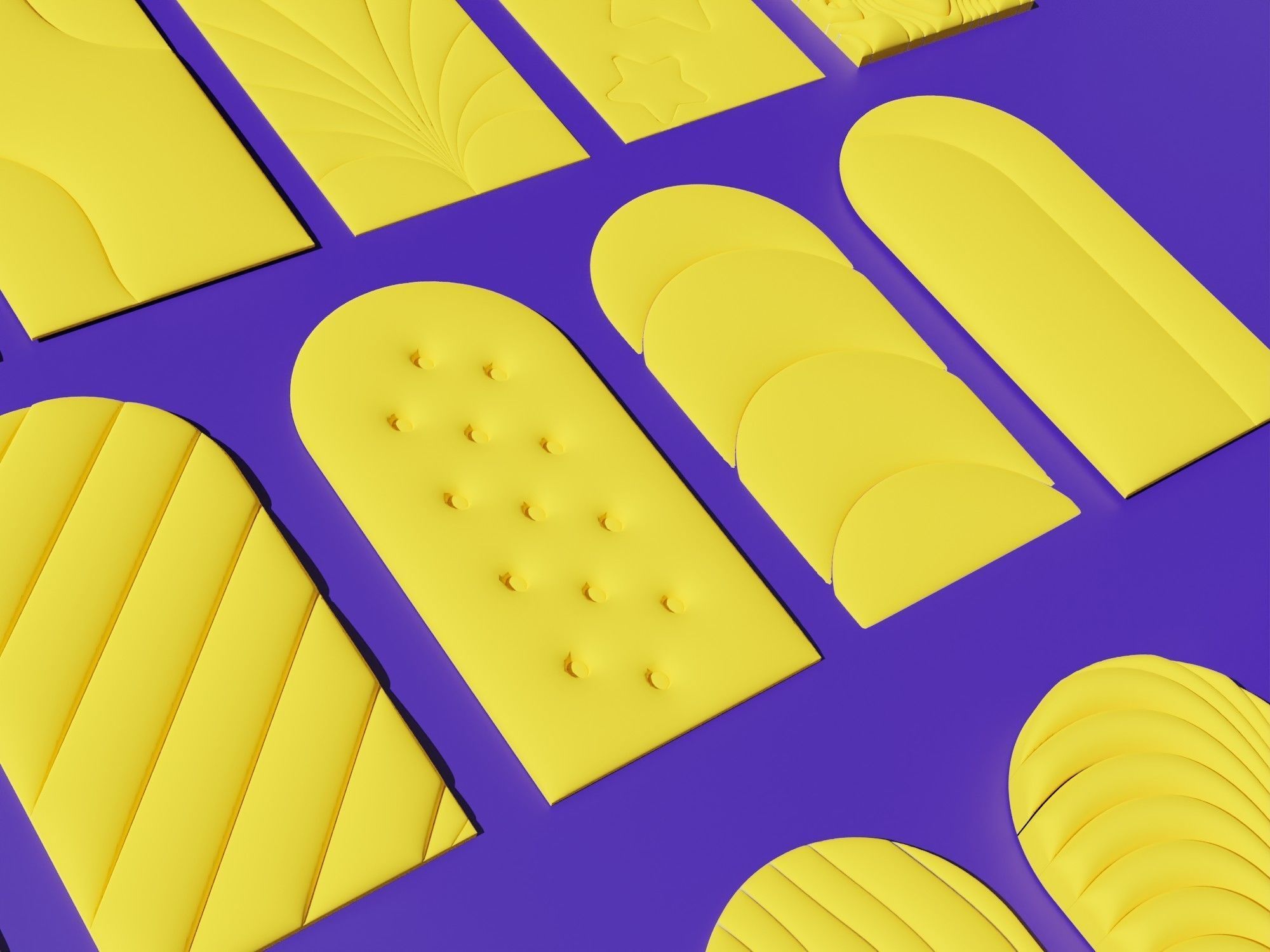 Set of arch panels in candy style scene 3D model_4