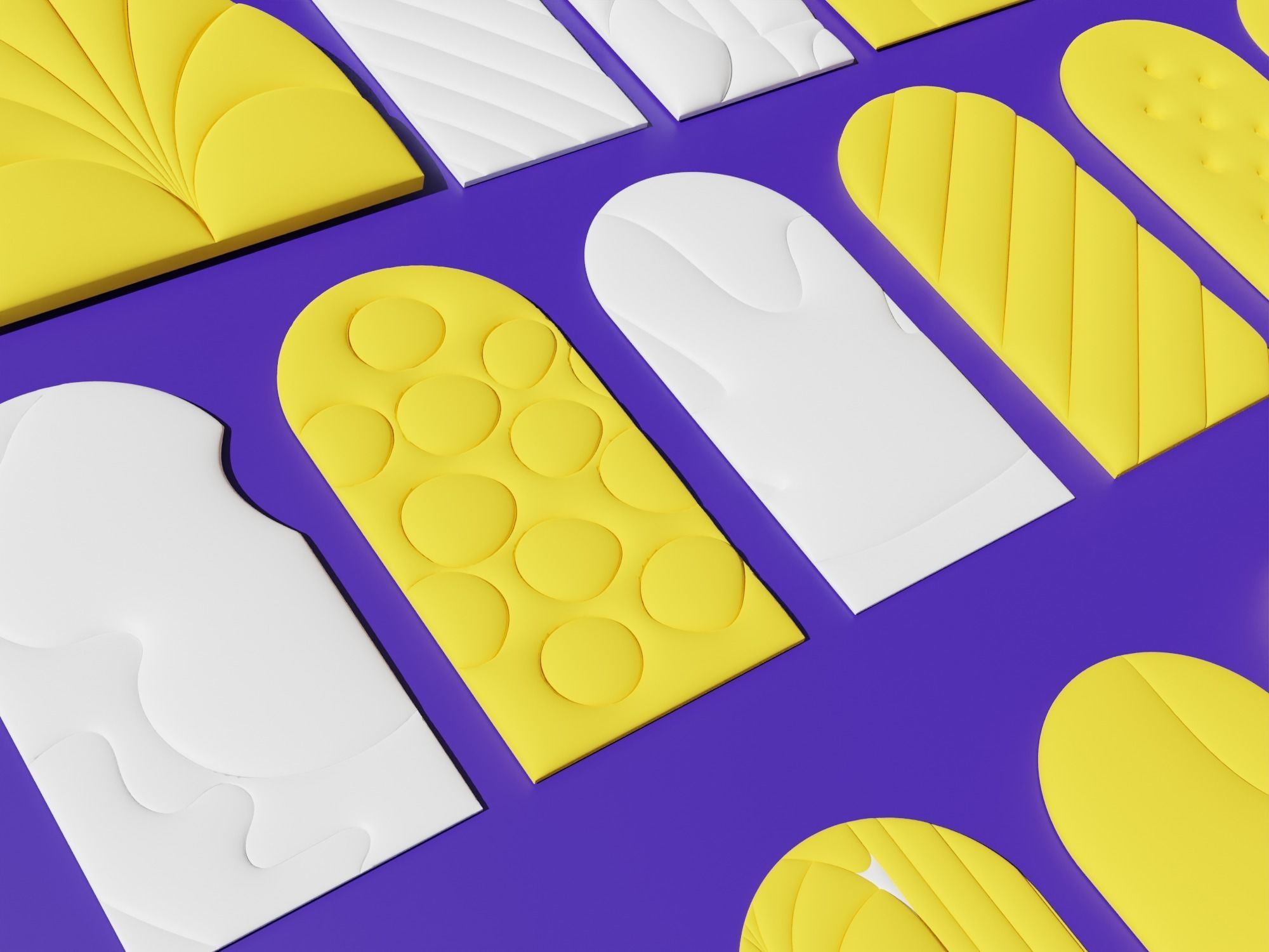 Set of arch panels in candy style scene 3D model_7