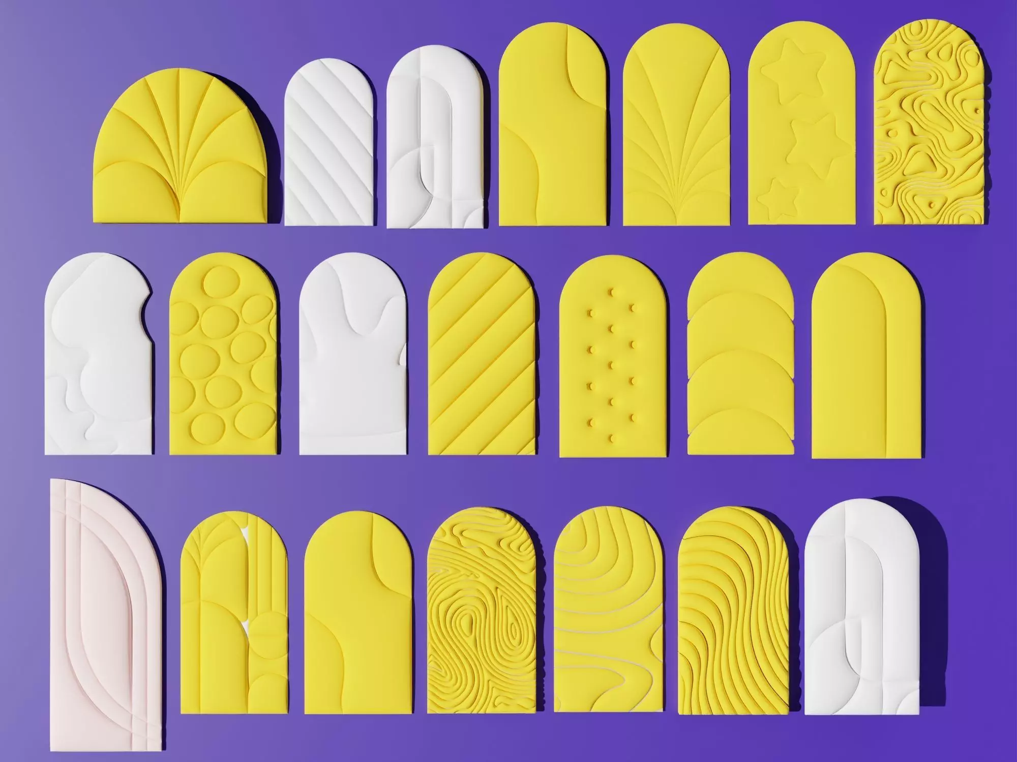 Set of arch panels in candy style scene 3D model_0