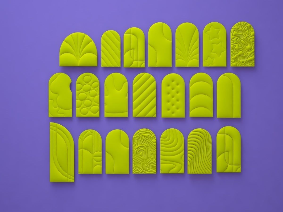 Set of arch panels in candy style scene 3D model_3