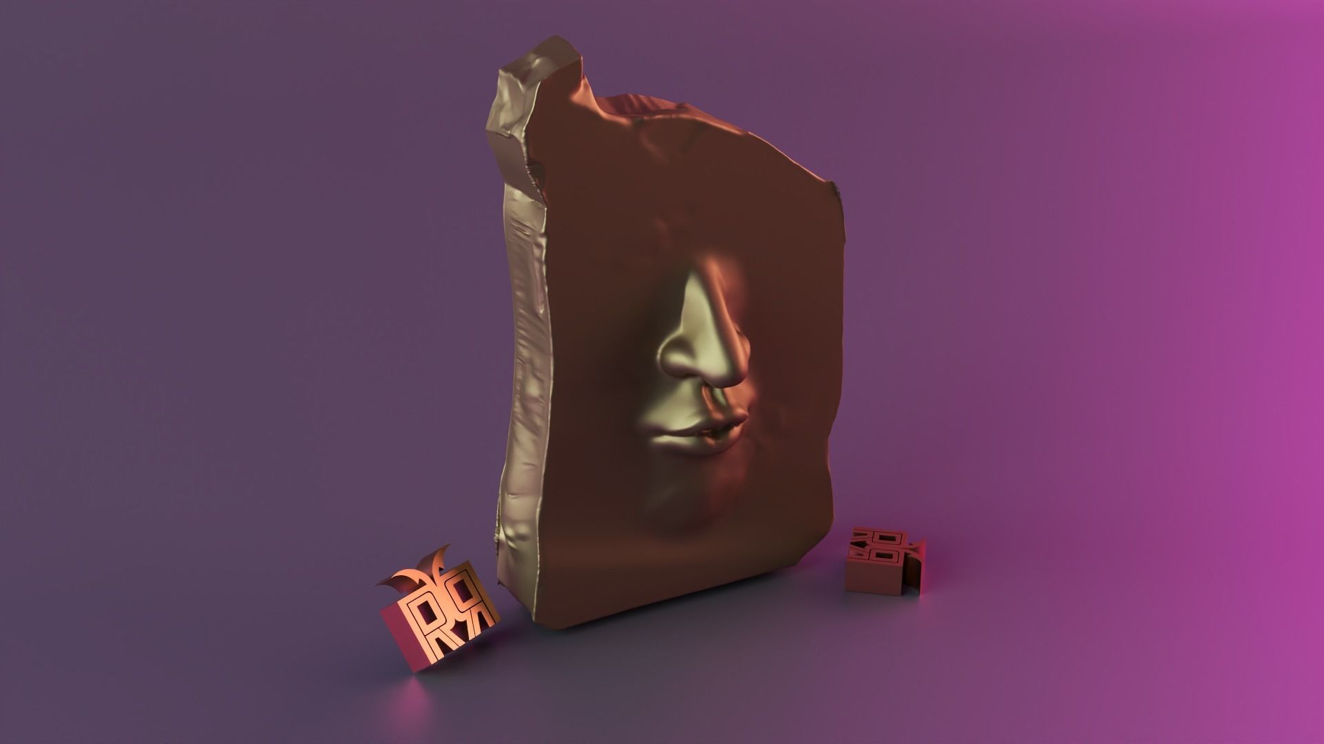 Stone Face 3D print model_1