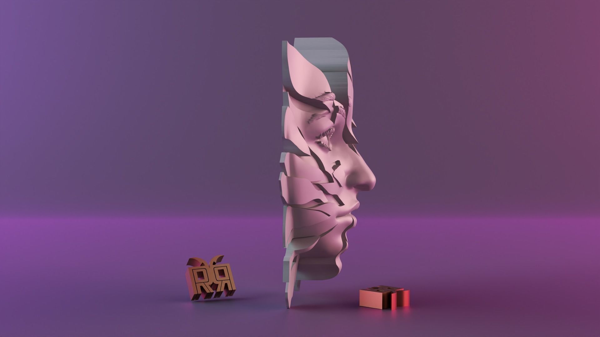 Split face Free 3D print model_3