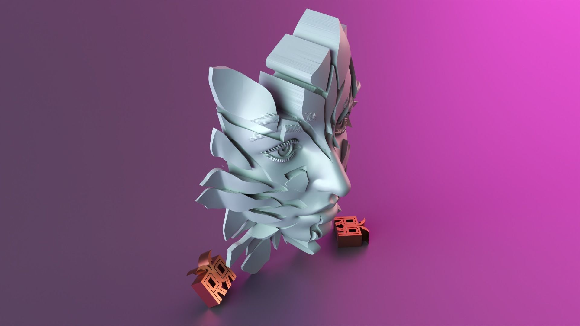 Split face Free 3D print model_1