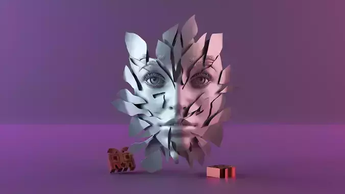 Split face Free 3D print model