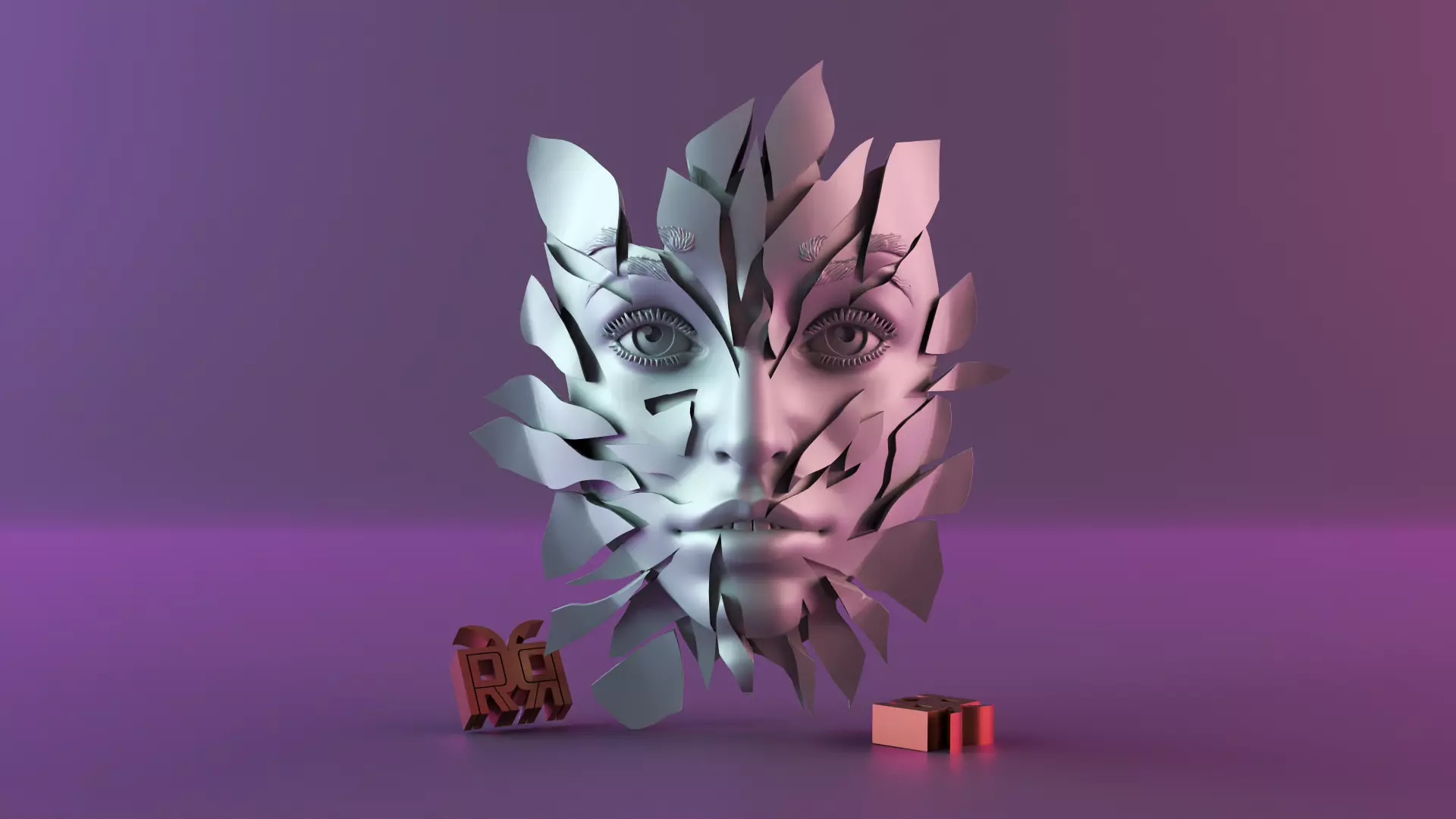 Split face Free 3D print model_0