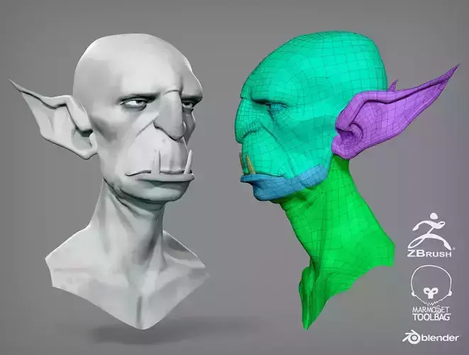 Cartoon male character Orc base mesh