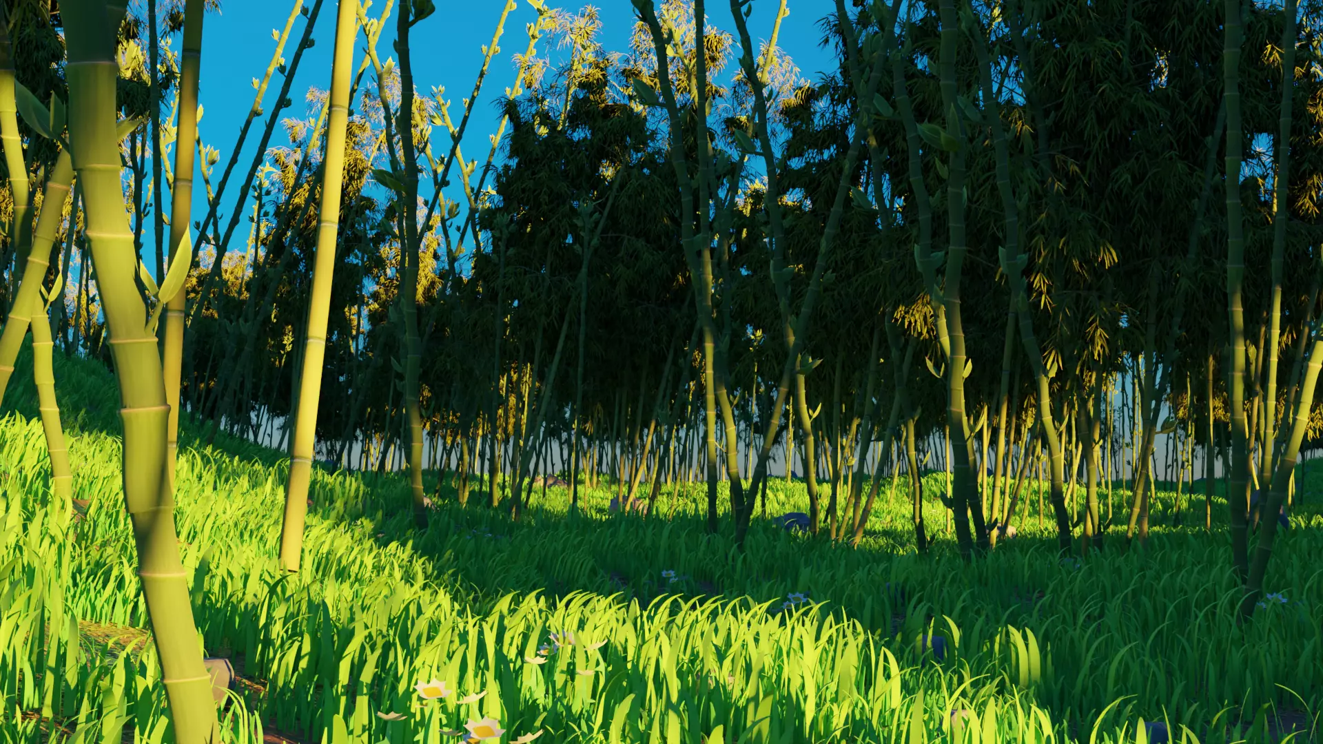 Cartoon bamboo forest 3D model