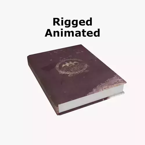 Old Cover Rigged Book Low-poly 3D model