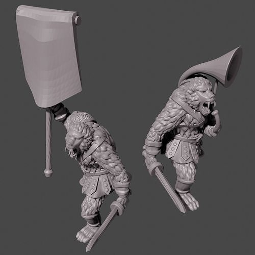 gladiator monkey Banner and Horn Free 3D print model