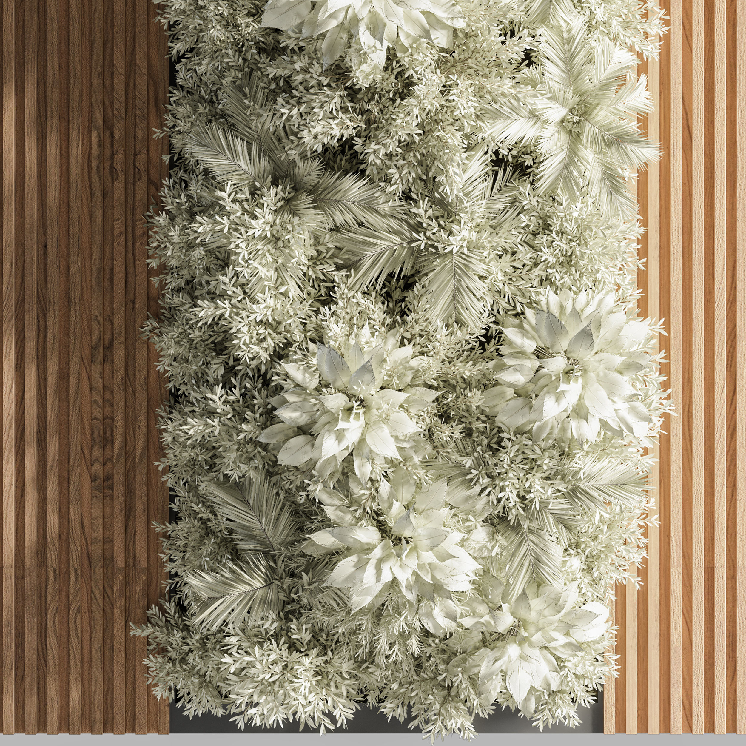 Wooden planks and vertical garden 05 White vertical garden 3D model_3